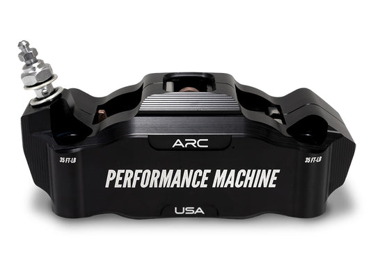 Left Hand Front Race Series Radial 4 Piston Caliper - Black - Performance Machine