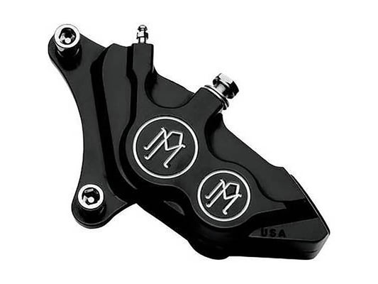 Left Hand Front 4 Piston Caliper - Black Contrast Cut. Fits many Big Twin & Sportster 1984-1999 Models with 11.5in. Disc Rotor. - Performance Machine