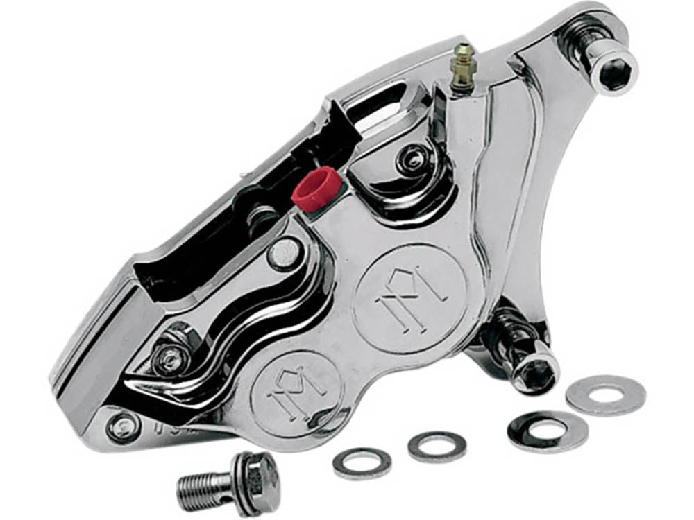 Right Hand Front 4 Piston Caliper - Chrome. Fits most Big Twin 1984-1999 with 11.5in. Disc Rotor. - Performance Machine