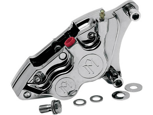 Right Hand Front 4 Piston Caliper - Chrome. Fits most Big Twin 1984-1999 with 11.5in. Disc Rotor. - Performance Machine