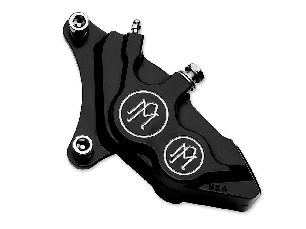 Right Hand Front 4 Piston Caliper - Black Contrast Cut. Fits most Big Twin 2000up & Sportster 2000-2007 Models with 11.5in. Disc Rotor. - Performance Machine