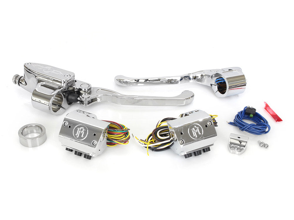 Handlebar Control Kit - Chrome. Fits HD 1996-2011 with Clutch Cable & Throttle with Single Disc Rotor. - Performance Machine