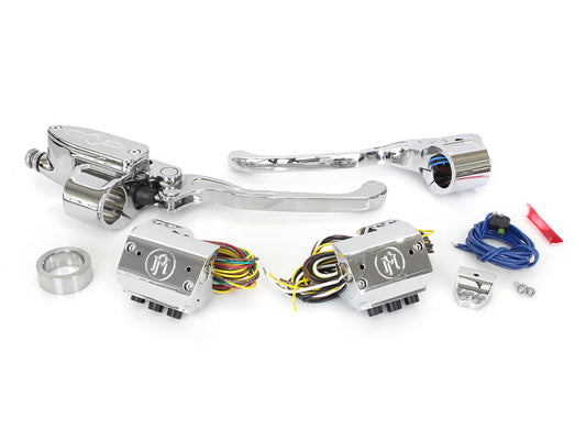 Handlebar Control Kit - Chrome. Fits HD 1996-2011 with Clutch Cable & Throttle with Single Disc Rotor. - Performance Machine