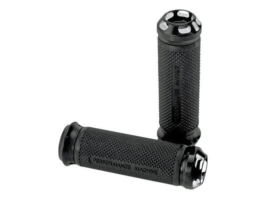 Apex Handgrips - Black Contrast Cut. Fits H-D with Throttle Cable. - Performance Machine