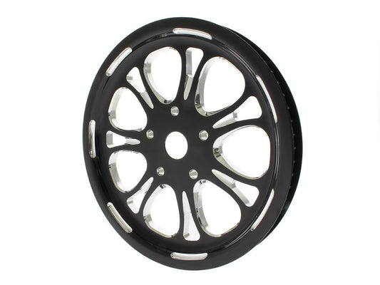 66 Tooth x 1in. wide Paramount Pulley - Black Contrast Cut Platinum. Fits Softail 2012up, Softail 2007up with 150 Rear Tyre & Touring 2007-2008. - Performance Machine