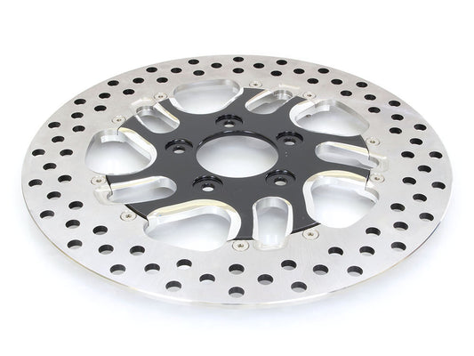 11.5in. Left Hand Front Rival Disc Rotor - Black Contrast Cut Platinum. Fits H-D 1984up with 11-1/2in. Disc Rotor(s). - Performance Machine