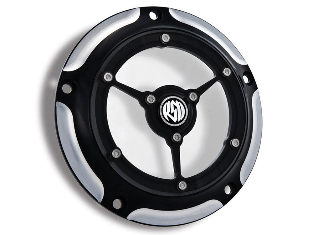 Clarity Derby Cover - Black Contrast Cut. Fits Softail 1999-2018, Dyna 1999-2017 & Touring 1999-2015. - Roland Sands Design