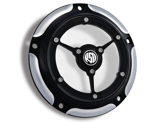Clarity Derby Cover - Black Contrast Cut. Fits Softail 1999-2018, Dyna 1999-2017 & Touring 1999-2015. - Roland Sands Design