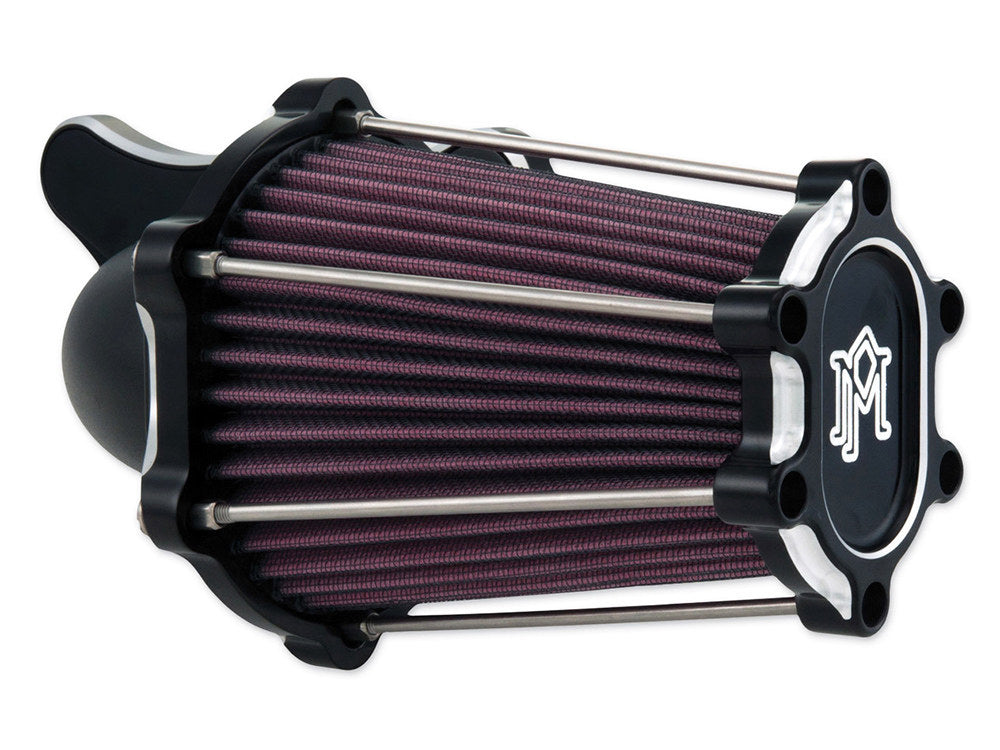 FastAir Air Cleaner Kit - Black Contrast Cut. Fits Big Twin 1993-2017 with CV Carb or Cable Operated Delphi EFI - Performance Machine