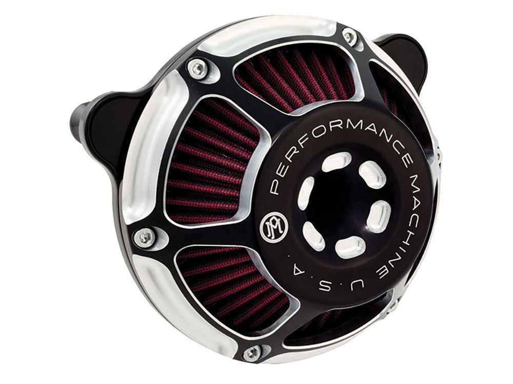 Max HP Air Cleaner Kit - Black Contrast Cut. Fits Big Twin 1993-2017 with CV Carb or Cable Operated Delphi EFI - Performance Machine
