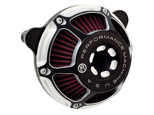 Max HP Air Cleaner Kit - Black Contrast Cut. Fits Big Twin 1993-2017 with CV Carb or Cable Operated Delphi EFI - Performance Machine