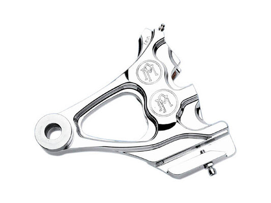 Right Hand Rear Integrated 4 Piston Caliper & Mounting Bracket - Chrome. Fits Softail 2000-2007. - Performance Machine