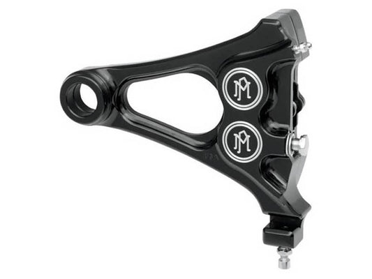 Right Hand Rear Integrated 4 Piston Caliper & Mounting Bracket - Black Contrast Cut. Fits Softail 2006-2007 with 3/4in. Axle & 200 Rear Tyre. - Performance Machine