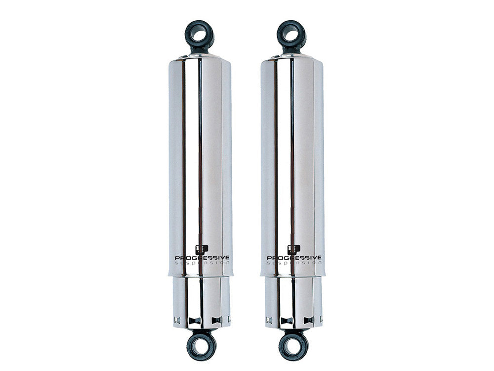 412 Series, 13.5in. Rear Shock Absorbers with Full Covers - Chrome. Fits Big Twin 1958-1972. - Progressive Suspension