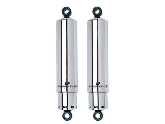 412 Series, 11in. Standard Spring Rate Rear Shock Absorbers with Full Covers -Chrome. Fits Dyna 1991-2017. - Progressive Suspension