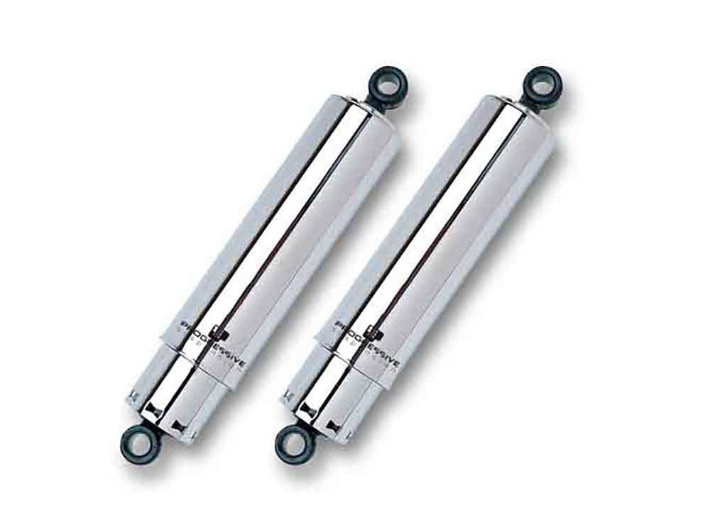 412 Series, 11in. Rear Shock Absorbers with Full Cover - Chrome. Fits Big Twin 1973-1986. - Progressive Suspension