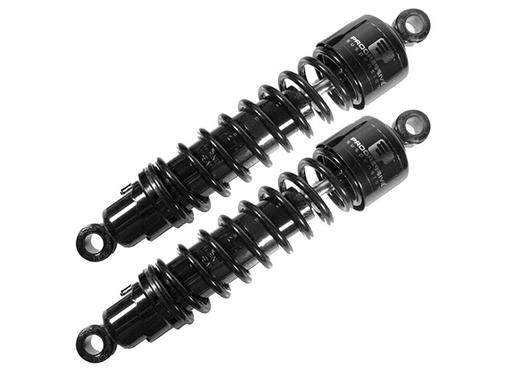 412 Series, 11in. Heavy Duty Spring Rate Rear Shock Absorbers - Black. Fits Dyna 1991-2017 & FLD 2012up. - Progressive Suspension