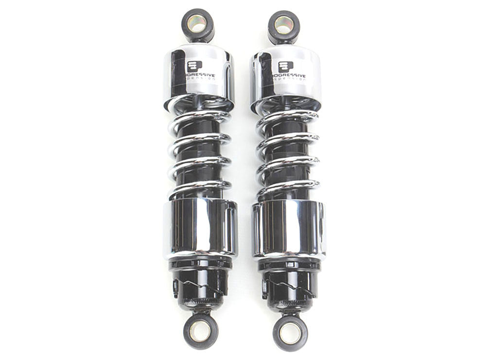 412 Series, 11.5in. Standard Spring Rate Rear Shock Absorbers - Chrome. Fits Sportster 2004-2021 - Progressive Suspension