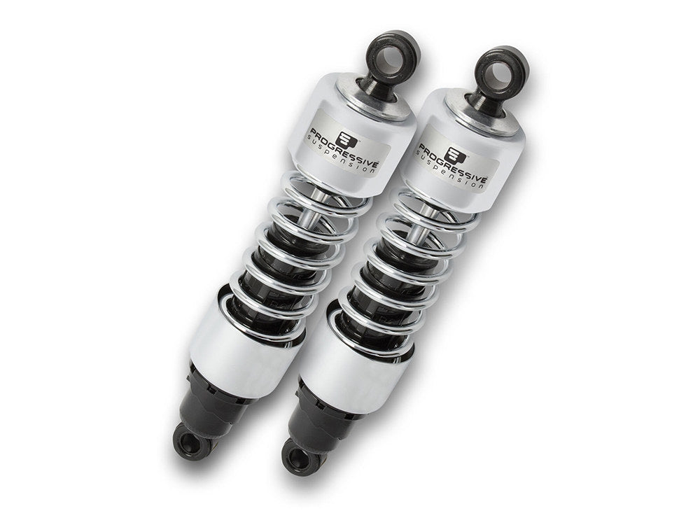 412 Series, 13in. Standard Spring Rate Rear Shock Absorbers - Chrome. Fits Sportster 2004-2021 - Progressive Suspension
