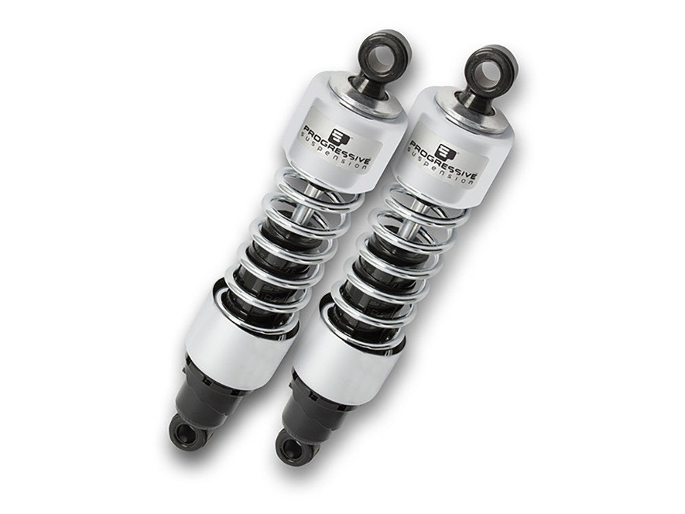 412 Series, 11.5in. Heavy Duty Spring Rate Rear Shock Absorbers - Chrome. Fits Sportster 2004-2021 - Progressive Suspension