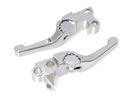 Adjustable Shorty Anthem Levers - Chrome. Fits Softail 1996-2014, Dyna 1996-2017, Touring 1996-2007, Sportster 1996-2003. - PSR Levers