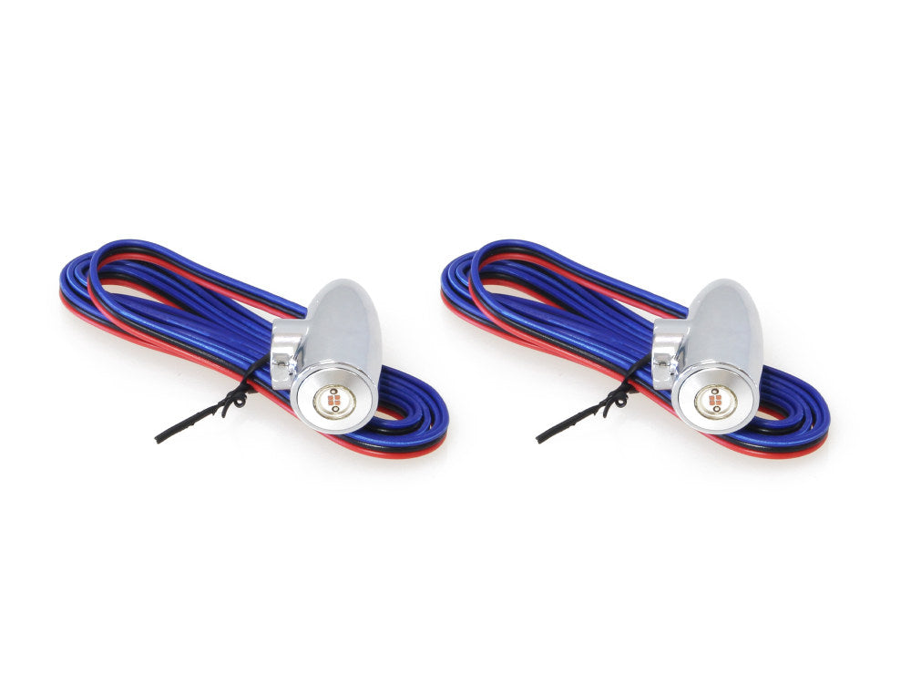 Lightning Bullet Mini Strut Lights with Amber LED - Chrome. - Bagger Nation