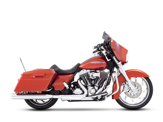 4in. Slip-On Mufflers - Chrome with Chrome End Caps. Fits Touring 1995-2016 & Trike 2017-2020. - Rinehart Exhaust