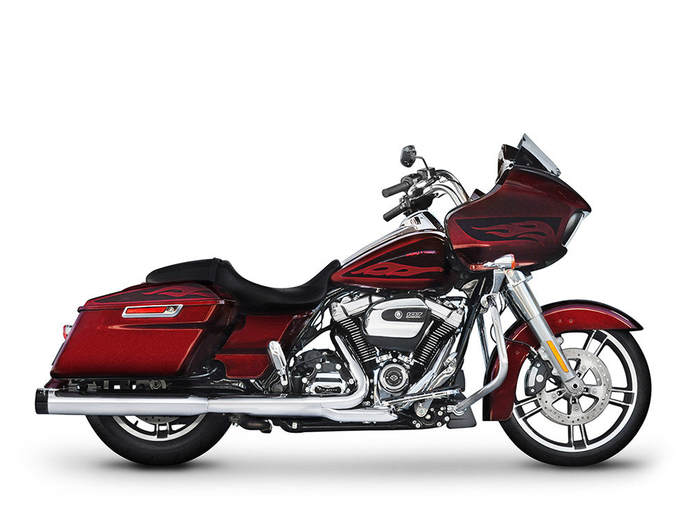 4in. Slip-On Mufflers - Chrome with Black End Caps. Fits Touring 2017up. - Rinehart Exhaust