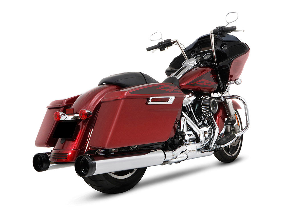 4-1/2in. MotoPro 45 Traditional Slip-On Mufflers - Chrome with Black End Caps. Fits Touring 2017up. - Rinehart Exhaust