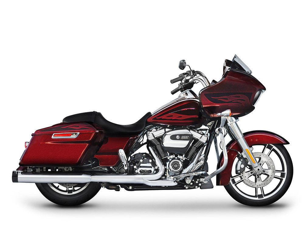 4in. DBX40 Slip-On Mufflers - Chrome with Black End Caps. Fits Touring 2017up. - Rinehart Exhaust