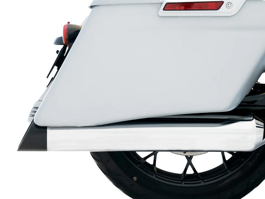 4-1/2in. DBX45 Slip-On Mufflers - Chrome with Black Slash Cut End Caps. Fits Touring 2017up - Rinehart Exhaust