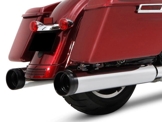 4-1/2in. DBX45 Slip-On Mufflers - Chrome with Black End Caps. Fits Touring 2017up. - Rinehart Exhaust