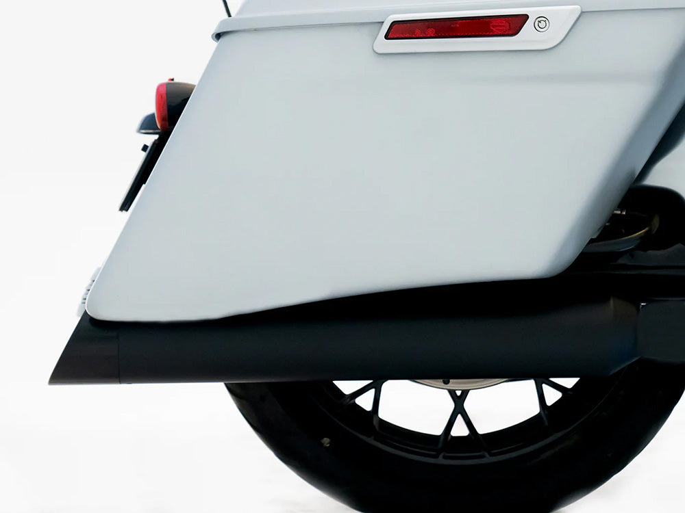 4-1/2in. DBX45 Slip-On Mufflers - Black with Black Slash Cut End Caps. Fits Touring 2017up - Rinehart Exhaust