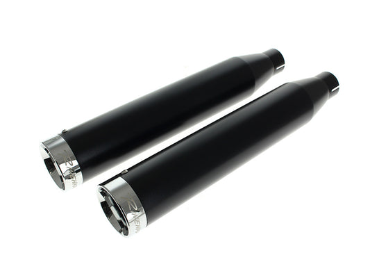 3in. Slip-On Mufflers - Black with Chrome End Caps. Fits Dyna 1995-2017 - Rinehart Exhaust