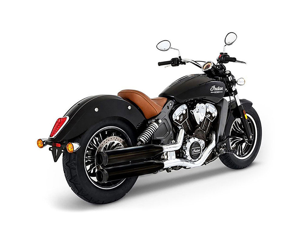 3-1/2in. Slip-On Mufflers - Black with Black End Caps. Fits Indian Scout 2015-2024 - Rinehart Exhaust