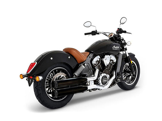 3-1/2in. Slip-On Mufflers - Black with Black End Caps. Fits Indian Scout 2015-2024 - Rinehart Exhaust