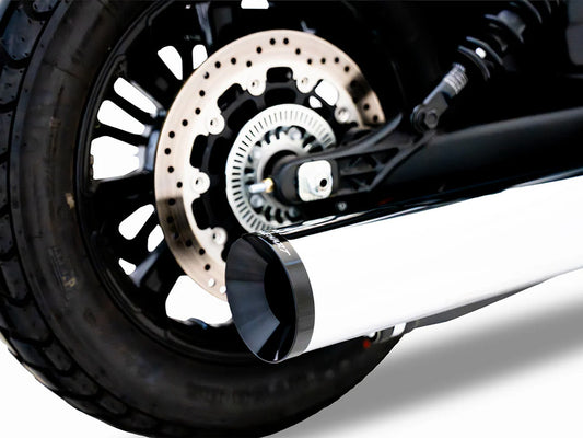4.5in. DBX45 Slip-On Muffler - Chrome with Black End Cap. Fits Indian Scout 2025up - Rinehart Exhaust