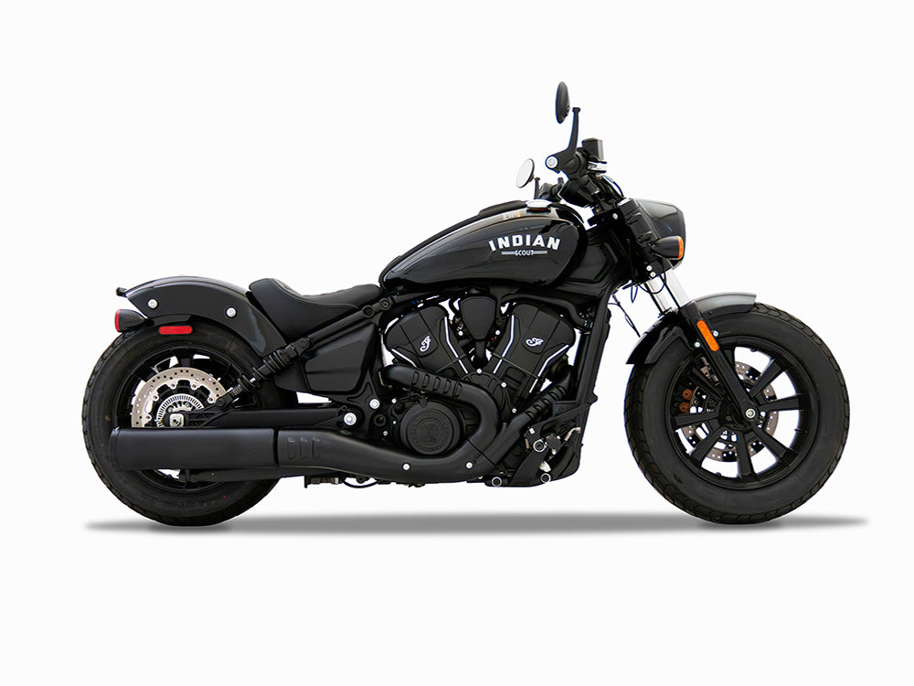 4.5in. DBX45 Slip-On Muffler - Black with Black End Cap. Fits Indian Scout 2025up - Rinehart Exhaust