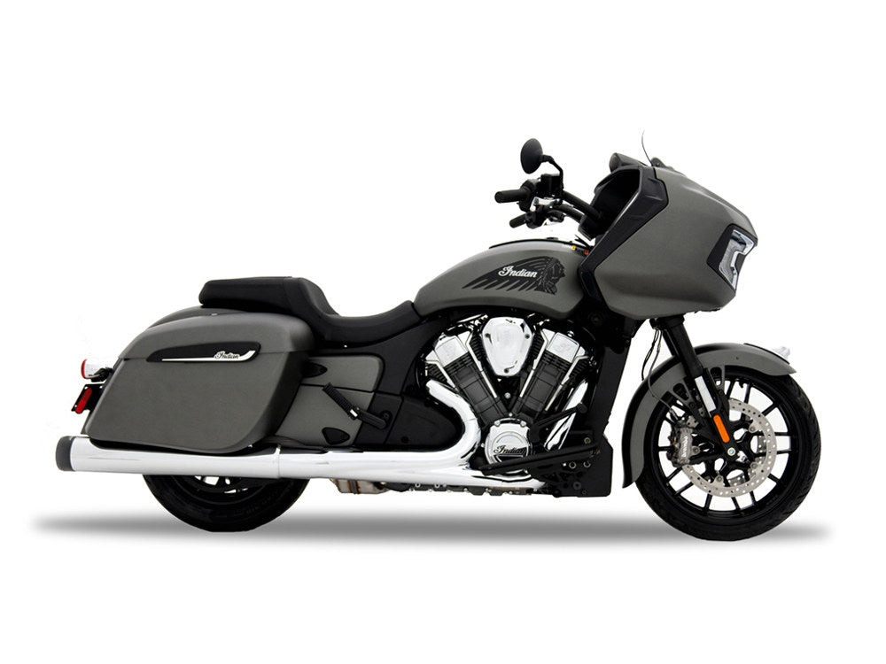 4.5in. Slip-On Mufflers - Chrome with Black End Caps. Fits Indian Big Twin 2014up with Hard Saddle Bags. - Rinehart Exhaust