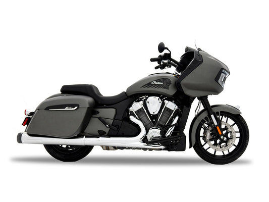 4.5in. Slip-On Mufflers - Chrome with Black End Caps. Fits Indian Big Twin 2014up with Hard Saddle Bags. - Rinehart Exhaust