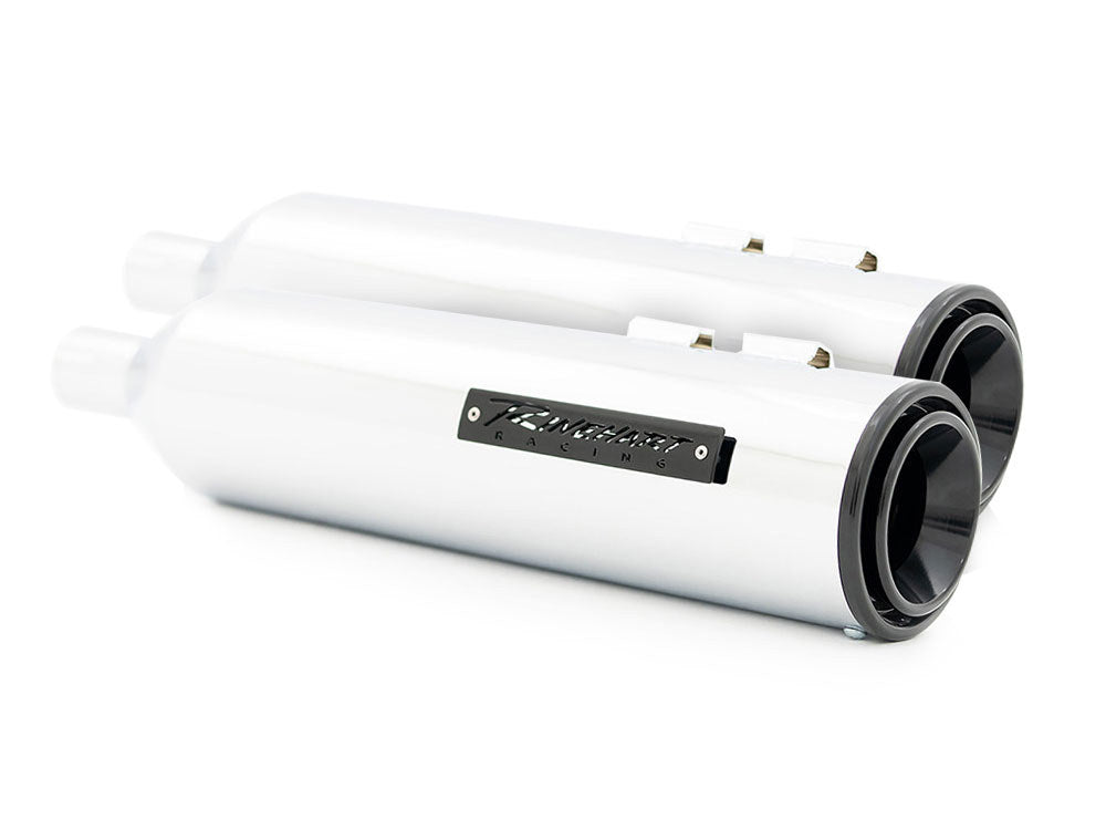4-1/2in. HP45 Slip-On Short Race Inspired Mufflers - Chrome with Black End Caps. Fits Touring 2017up. - Rinehart Exhaust
