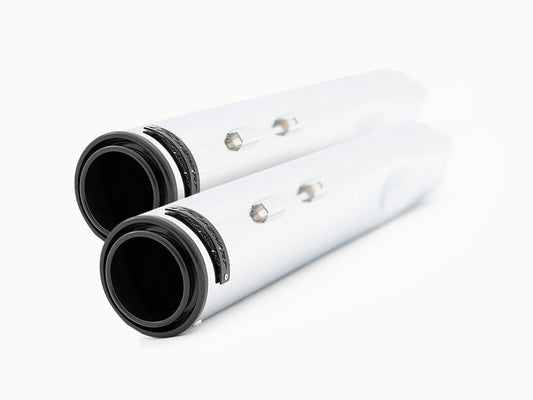 4-1/2in. HP45XL Slip-On Mufflers - Chrome with Black End Caps. Fits Touring 2017up. - Rinehart Exhaust