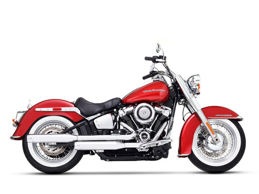 3-1/2in. Slip-On Mufflers - Chrome with Chrome End Caps. Fits Heritage Classic 2018-2024 & Deluxe 2018-2020 - Rinehart Exhaust