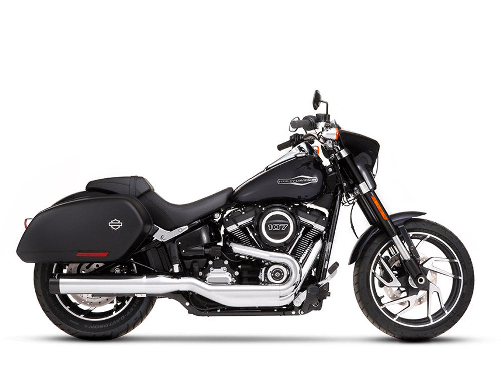 4in. Slip-On Muffler - Chrome with Black End Cap. Fits Sport Glide 2018-2024 - Rinehart Exhaust