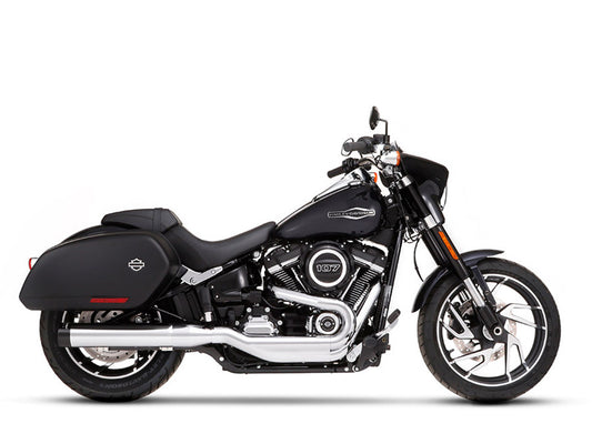 4in. Slip-On Muffler - Chrome with Black End Cap. Fits Sport Glide 2018-2024 - Rinehart Exhaust
