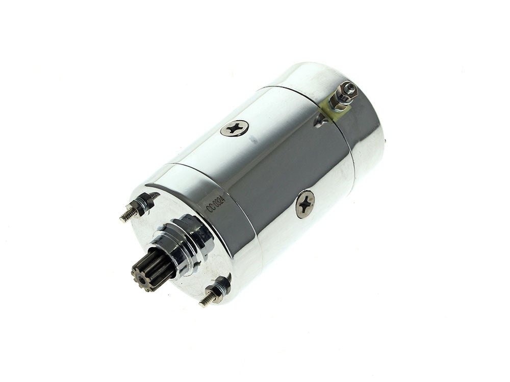 1.0kw Hitachi Starter Motor - Chrome. Fits Most Big Twin 1970-1988 & Sportster 1974-1976 - Rollies Speed Shop