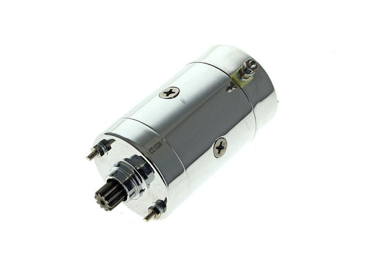 1.0kw Hitachi Starter Motor - Chrome. Fits Most Big Twin 1970-1988 & Sportster 1974-1976 - Rollies Speed Shop