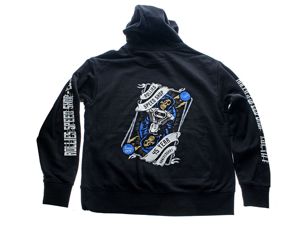 Small Rollies Speed Shop 45th Anniversary Black Hoodie - Rollies Speed Shop