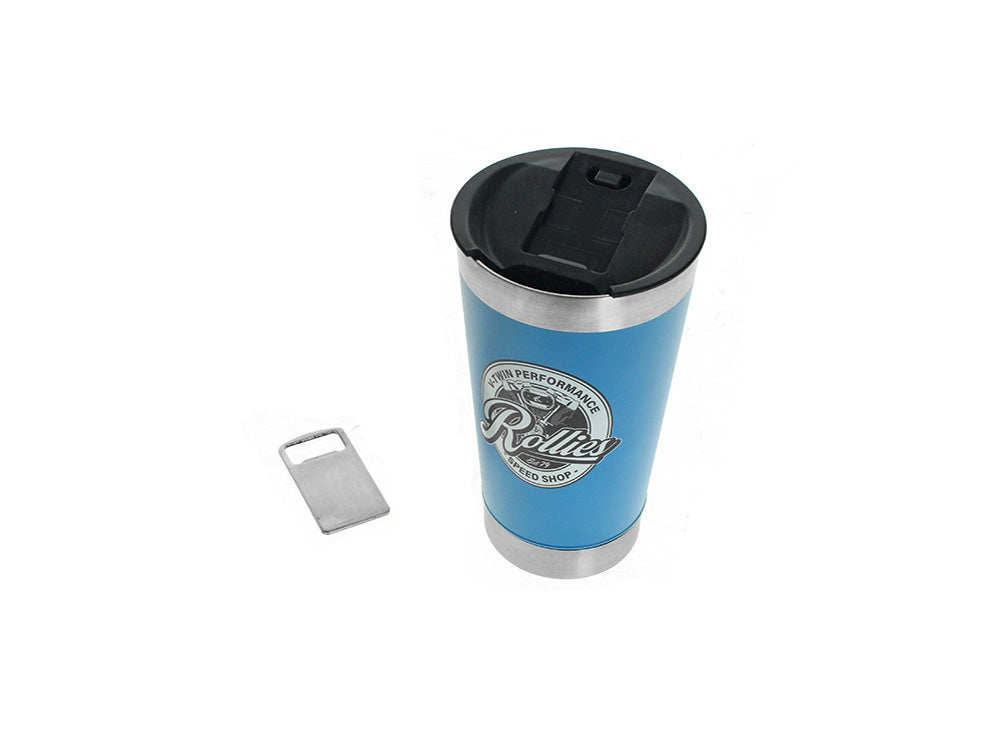 20oz Double Walled Stainless Steel Beer Cup or Coffee Cup - Blue - Rollies Speed Shop