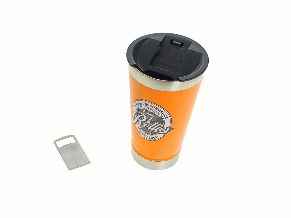 20oz Double Walled Stainless Steel Beer Cup or Coffee Cup - Orange - Rollies Speed Shop